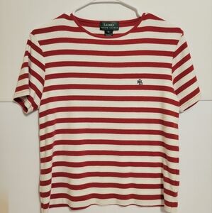 Lauren Ralph Lauren Red and White Striped T-Shirt